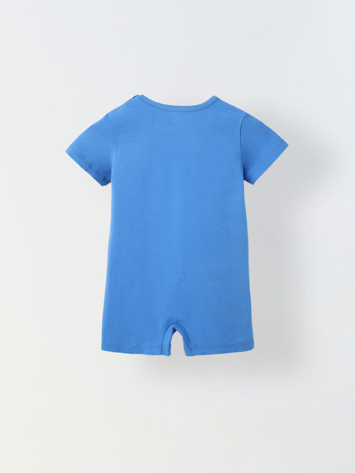 Infant Blue Cotton Round Neck Romper