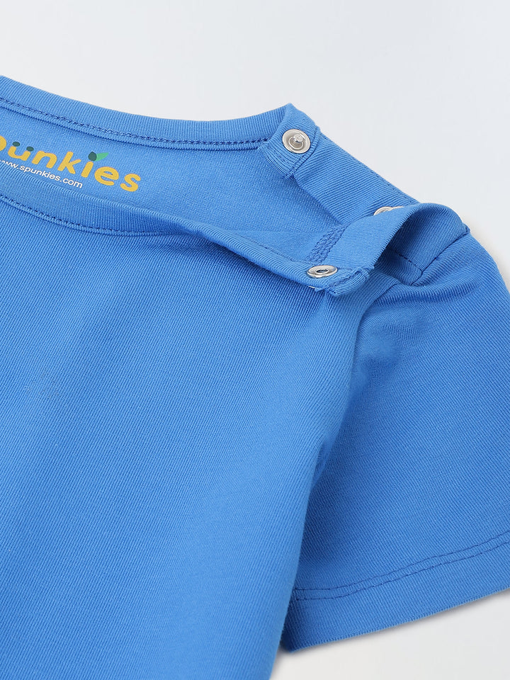 Infant Blue Cotton Round Neck Romper