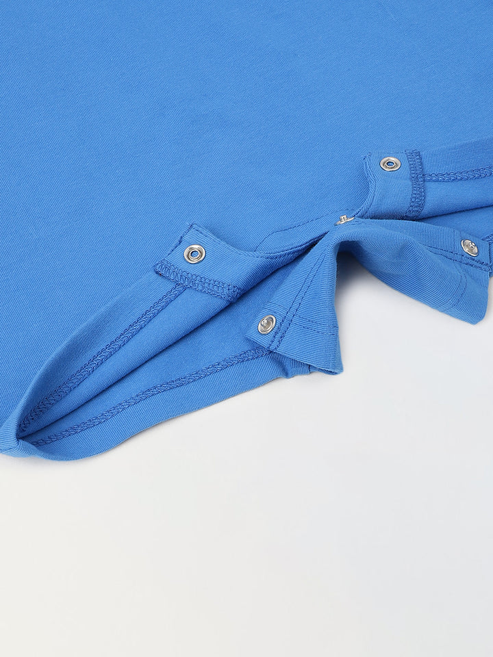 Infant Blue Cotton Round Neck Romper