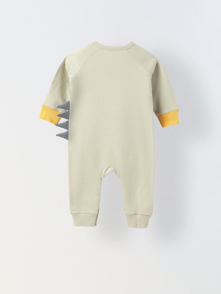 Light Grey Jersey Cotton Romper With Rhino Patch For Infant's