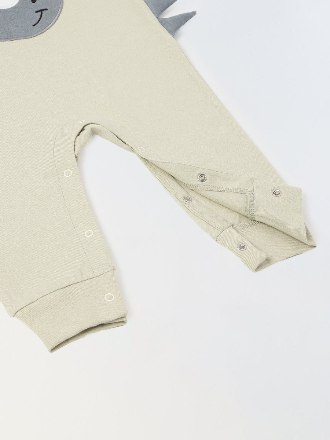 Light Grey Jersey Cotton Romper With Rhino Patch For Infant's