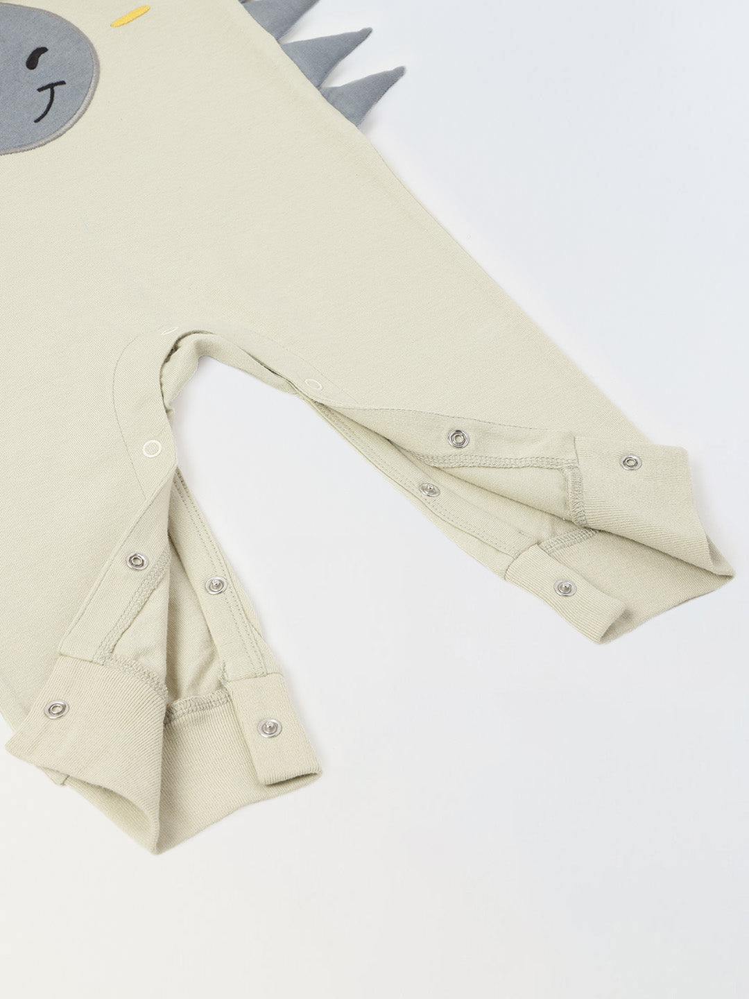 Light Grey Jersey Cotton Romper With Rhino Patch For Infant's