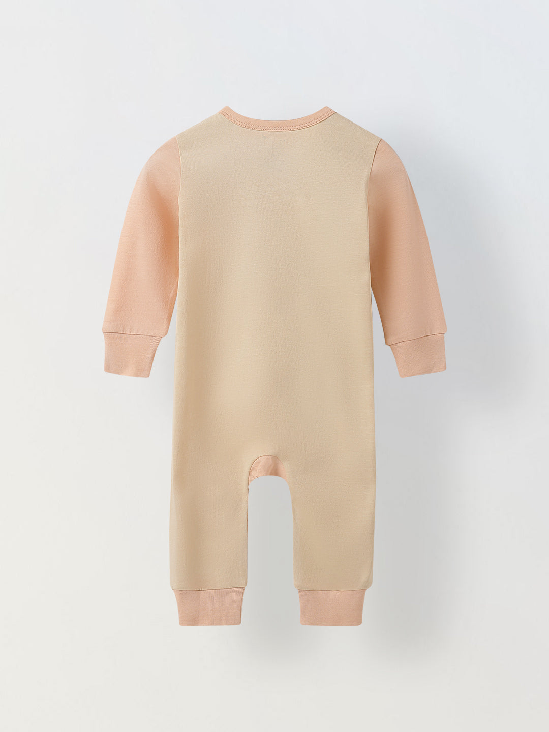 Pink & Off White Jersey Cotton Romper With Dog Face Patch For Infant's
