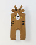 Brown Cotton Jersey Romper with Lion Patch for infant's