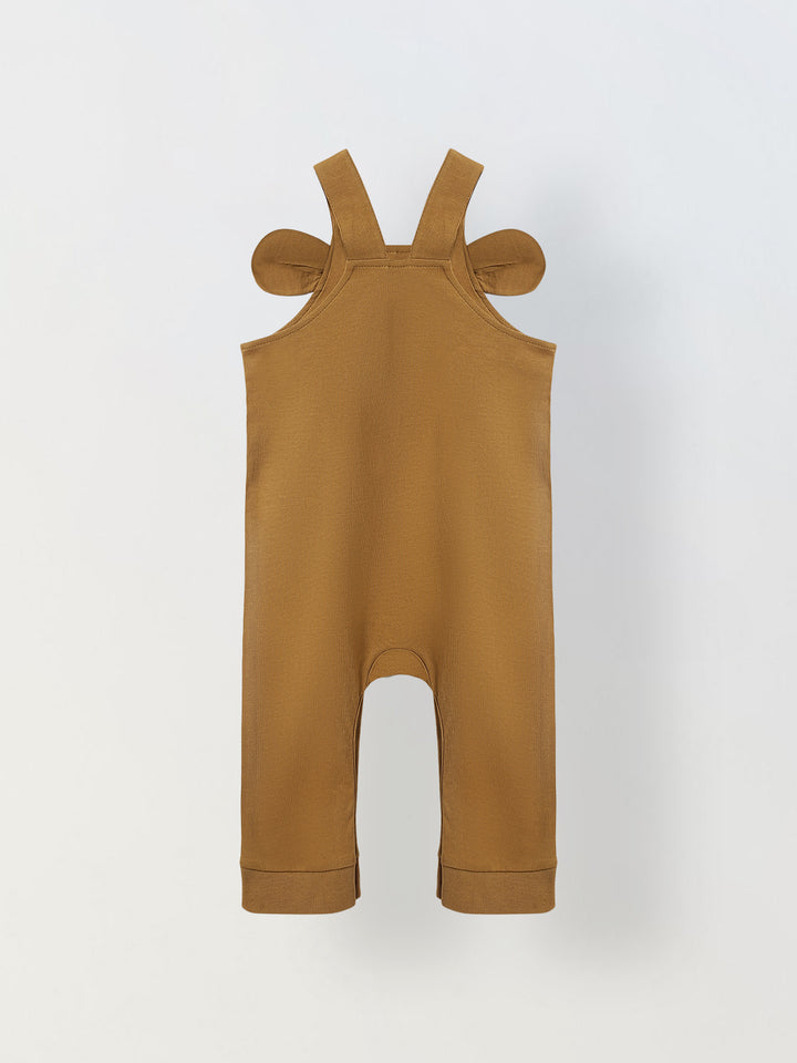 Brown Cotton Jersey Romper with Lion Patch for infant's