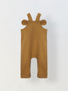 Brown Cotton Jersey Romper with Lion Patch for infant's