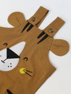 Brown Cotton Jersey Romper with Lion Patch for infant's