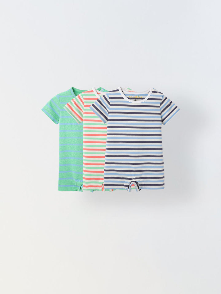 Pack of 3 Infant Cotton Round Neck Romper for Kids
