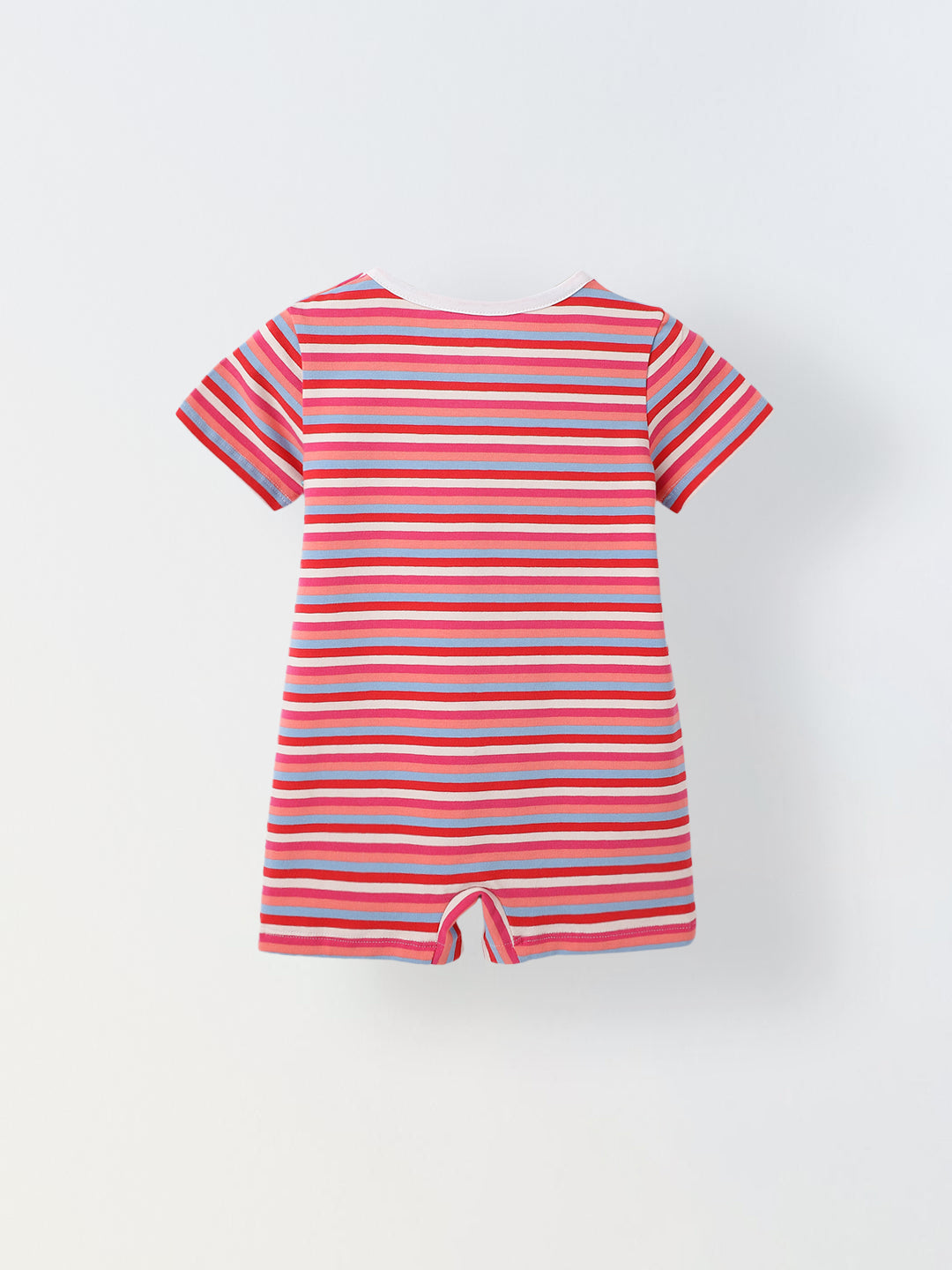 Infant Multicolour Stripe Cotton Round Neck Romper