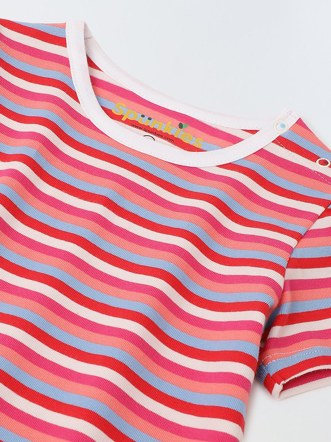 Infant Multicolour Stripe Cotton Round Neck Romper