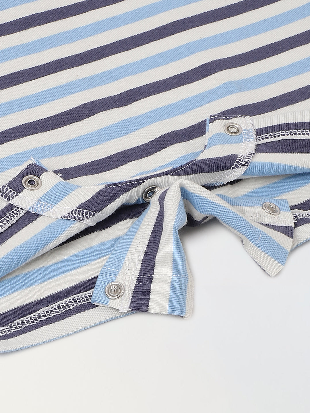 Infant Blue Stripe Cotton Round Neck Romper