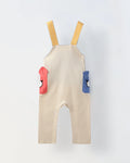Infant  Beige Cotton Romper with Cartoon Pockets Overalls