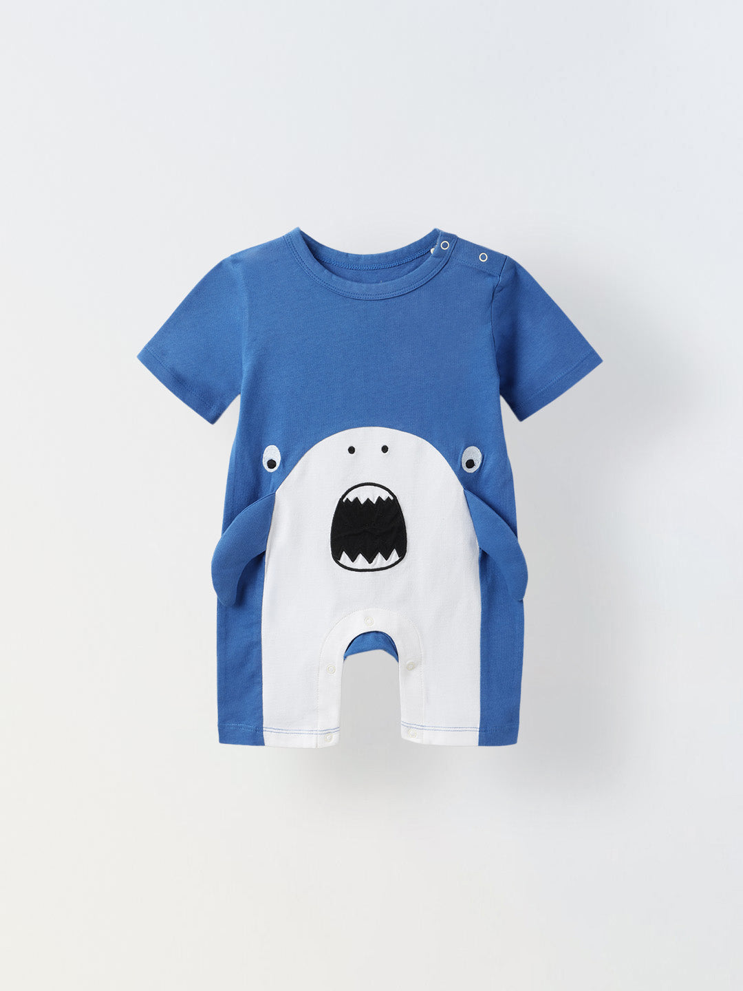 Infant Cotton Blue Romper Cartoon Animal Design Romper