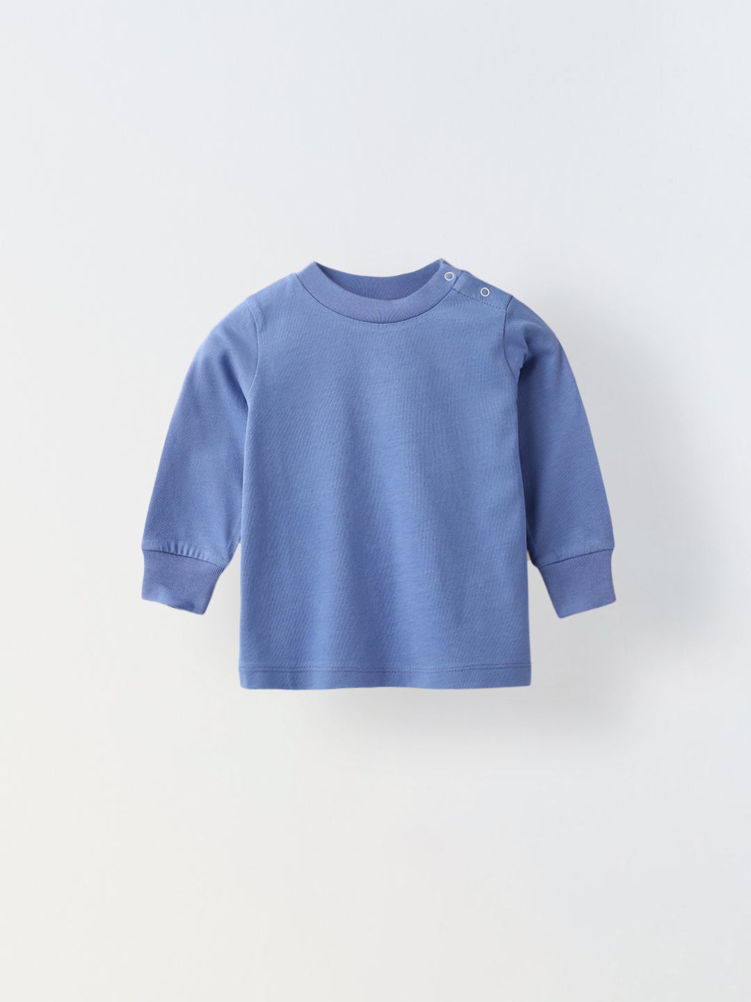 Blue & Beige Cotton Jersey Romper with Lion Embroidery for Infants