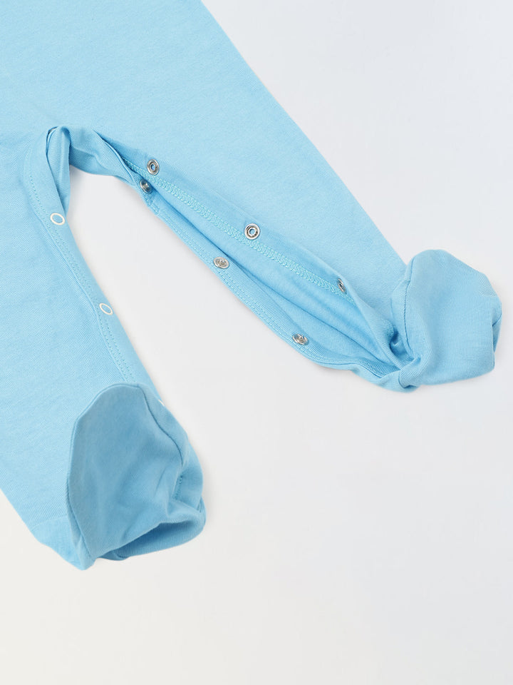 Turquoise Cotton Jersey Romper with White Sheep Patch for Infant's