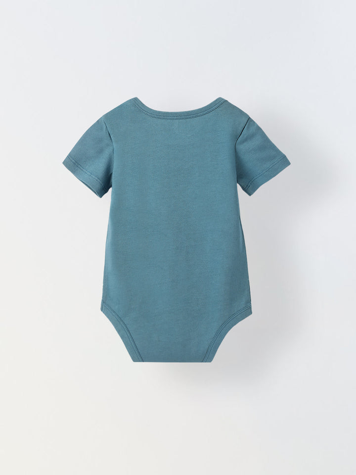 Solid Blue Cotton Jersey Romper for Infants