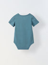 Blue Cotton Jersey Solid Romper for Infants