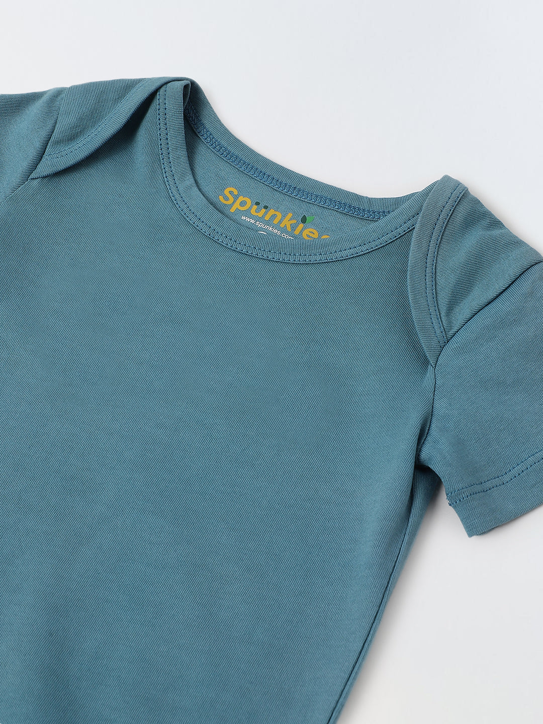 Solid Blue Cotton Jersey Romper for Infants