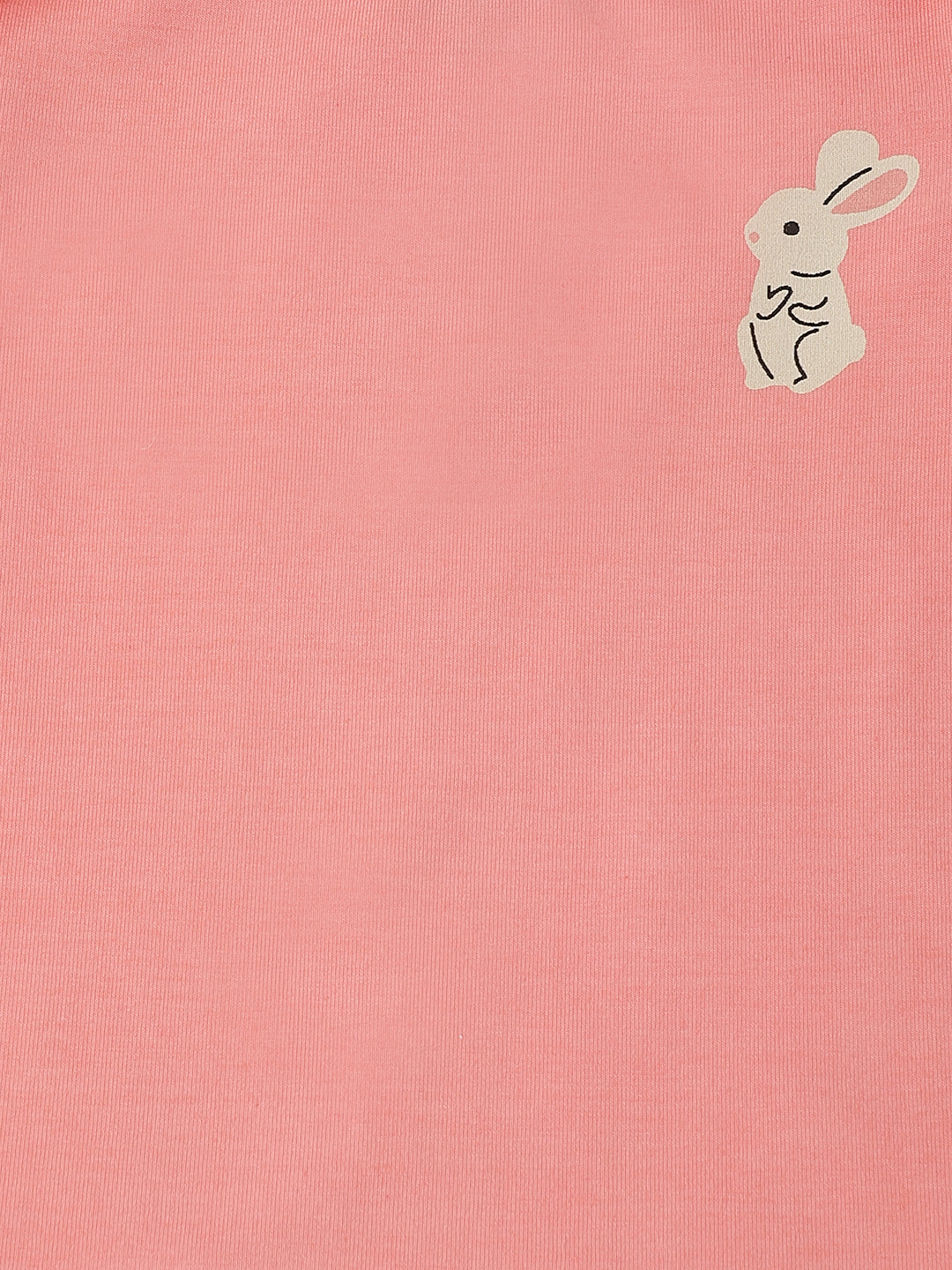 Infant Cotton Pink Full Sleeve Rabbite Print Romper