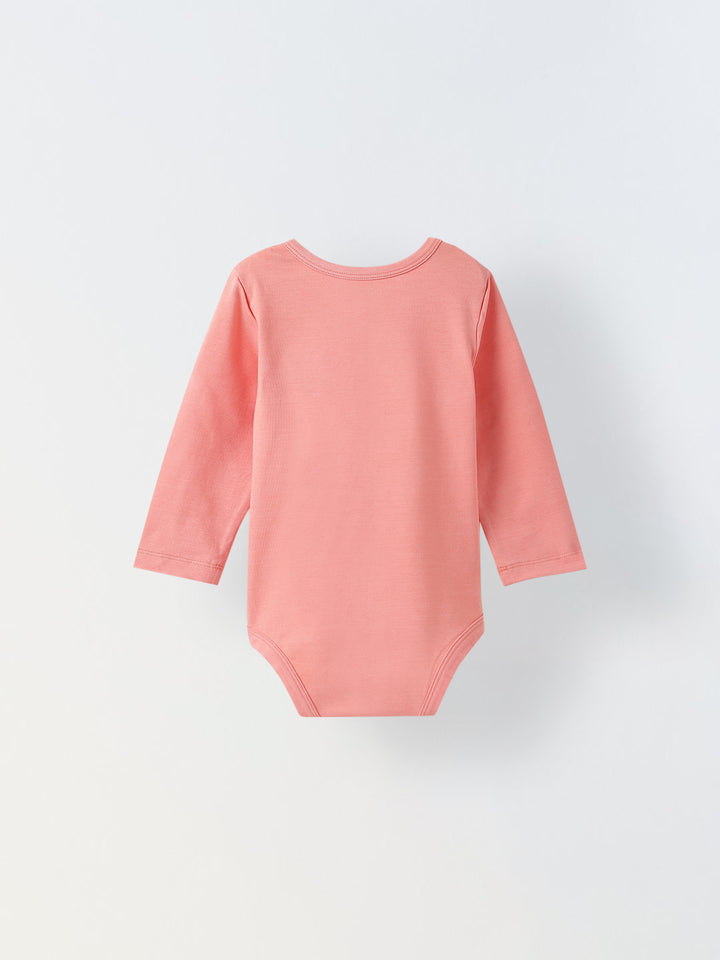 Infant Cotton Pink Full Sleeve Rabbite Print Romper