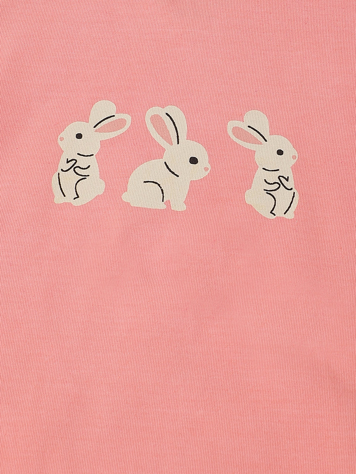 Infant Cotton Pink Full Sleeve Overall Printed Romper