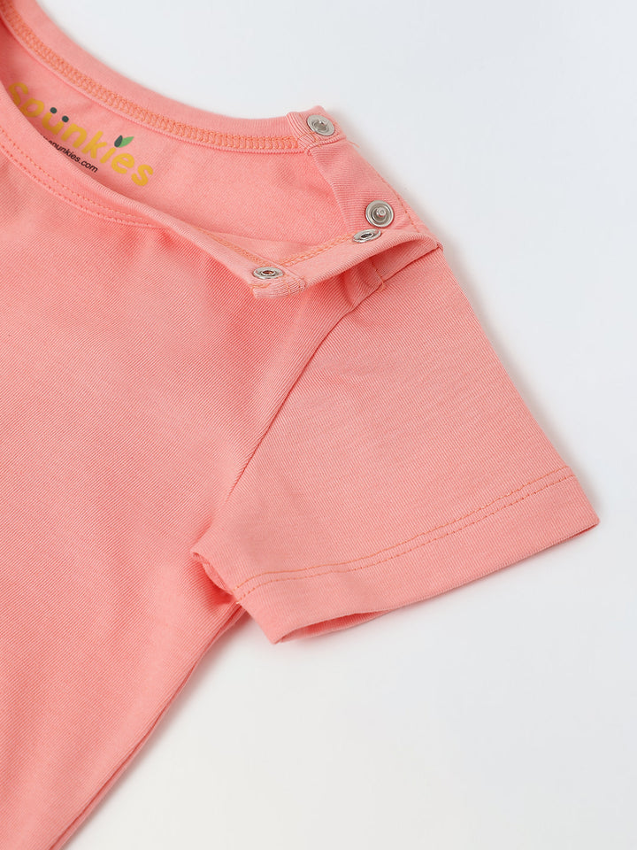 Infant Cotton Pink Full Sleeve Overall Printed Romper