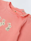 Infant Cotton Pink Full Sleeve Rabbit Printed Sets