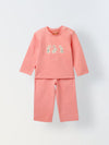 Infant Cotton Pink Full Sleeve Rabbit Printed Sets