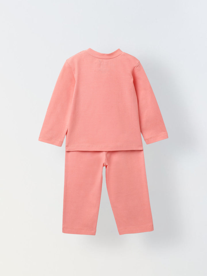Infant Cotton Pink Full Sleeve Rabbit Printed Sets