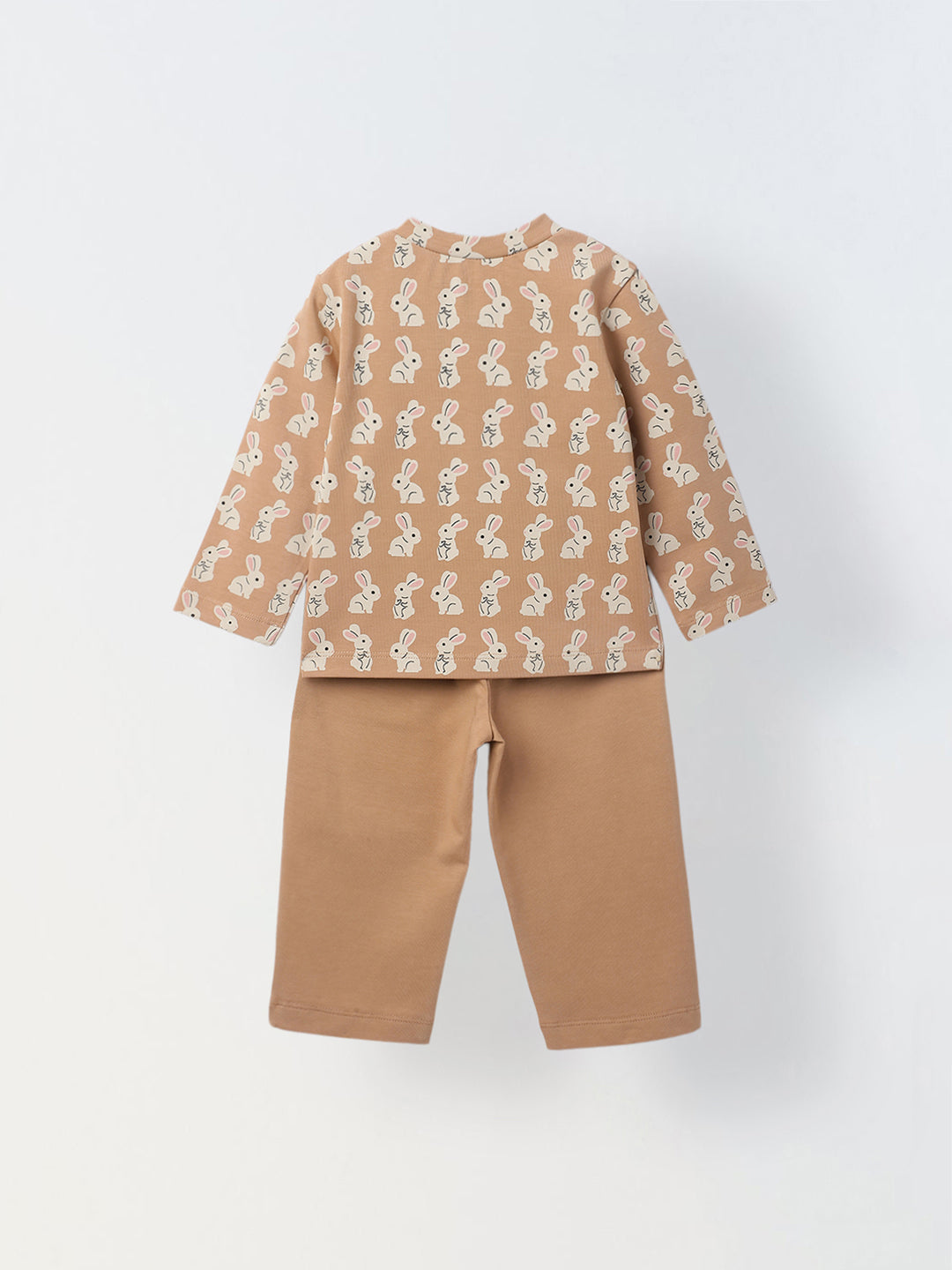 Infant Cotton Beige Full Sleeve Rabbit Printed Sets