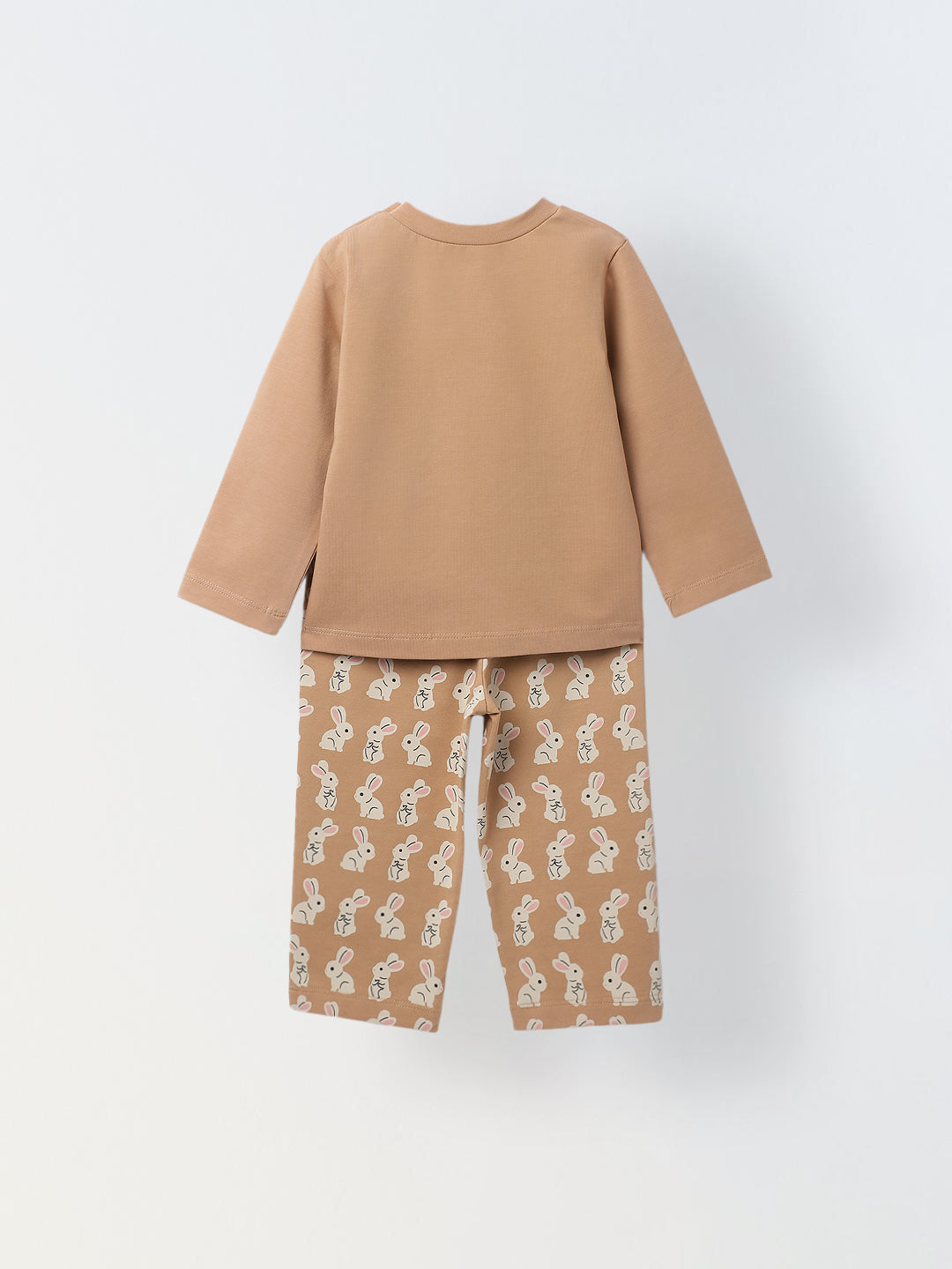 Infant Cotton Beige Full Sleeve Rabbit Printed Sets