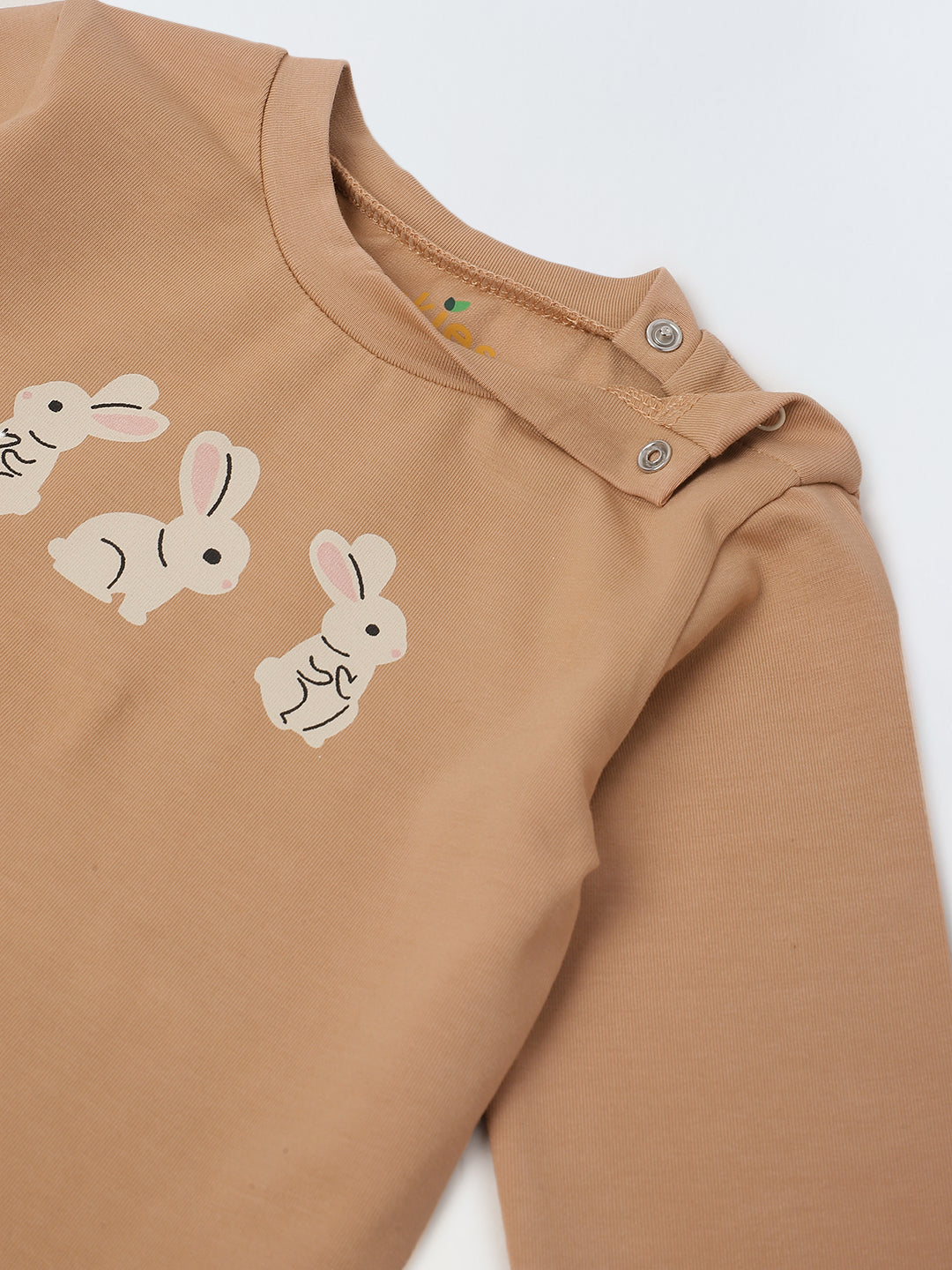Infant Cotton Beige Full Sleeve Rabbit Printed Sets