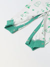 White & Green Cotton Jersey Romper with Dog's Print for Infants