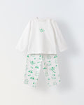 Infant Cotton White Full Sleeve Printed Sets