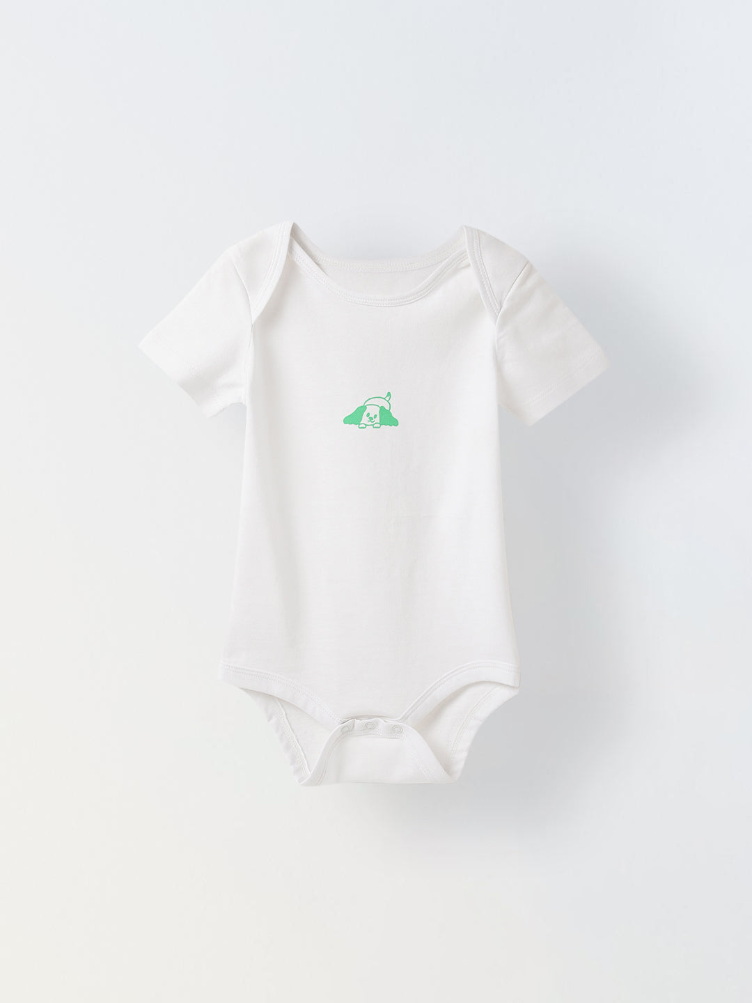 Infant Cotton White Half Sleeve Printed Romper