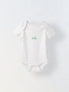 Infant Cotton White Half Sleeve Printed Romper