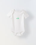 Infant Cotton White Half Sleeve Printed Romper