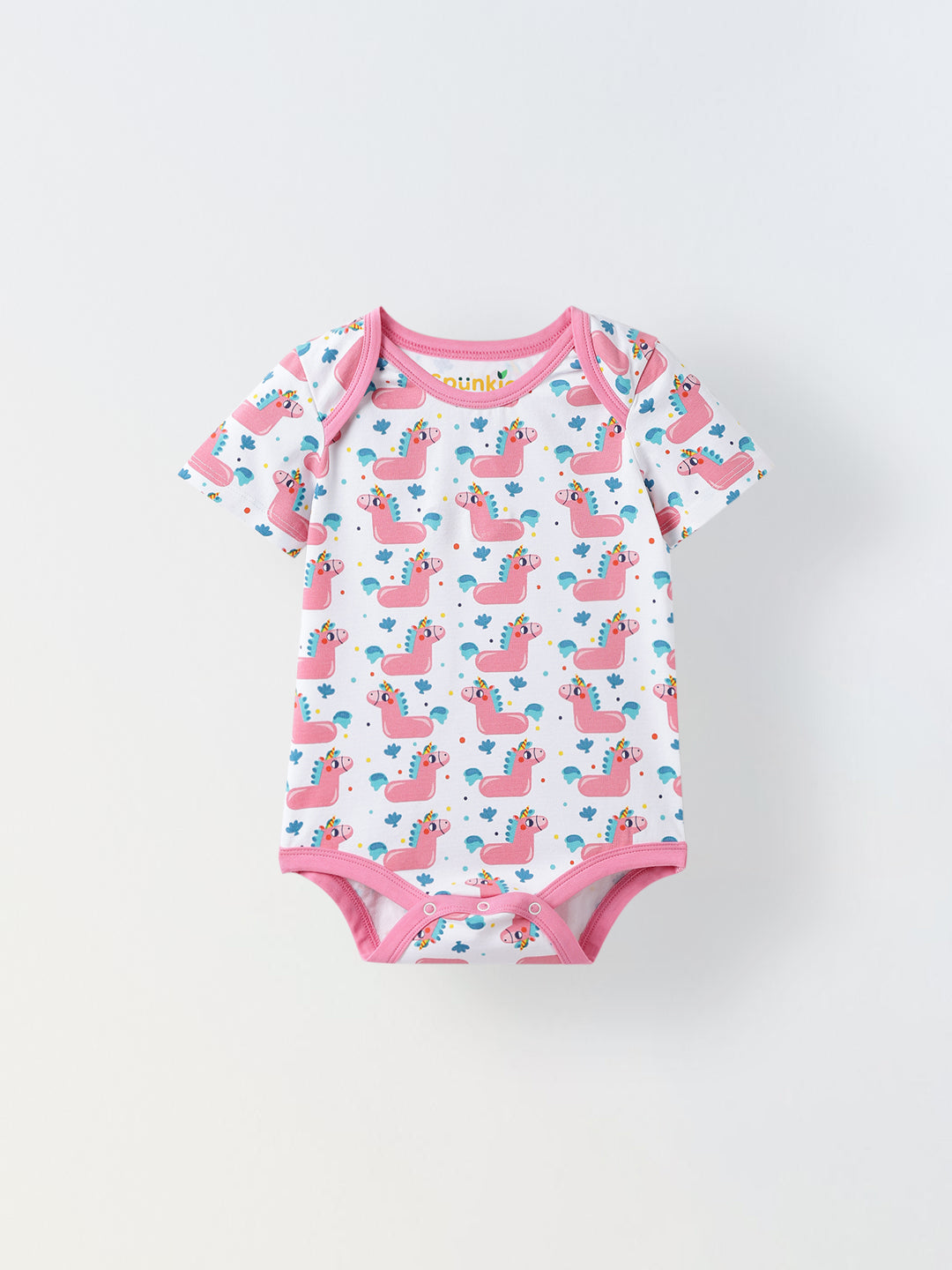 Infant Cotton White Half Sleeve Printed Romper