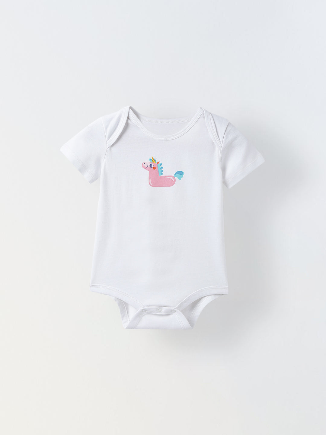 Infant Cotton White Half Sleeve Printed Romper