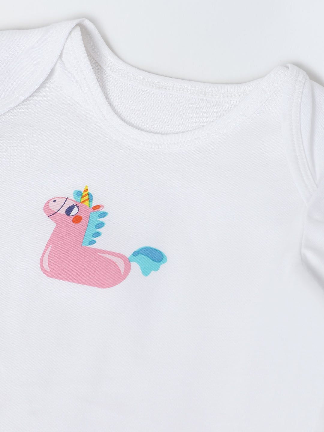 Infant Cotton White Half Sleeve Printed Romper