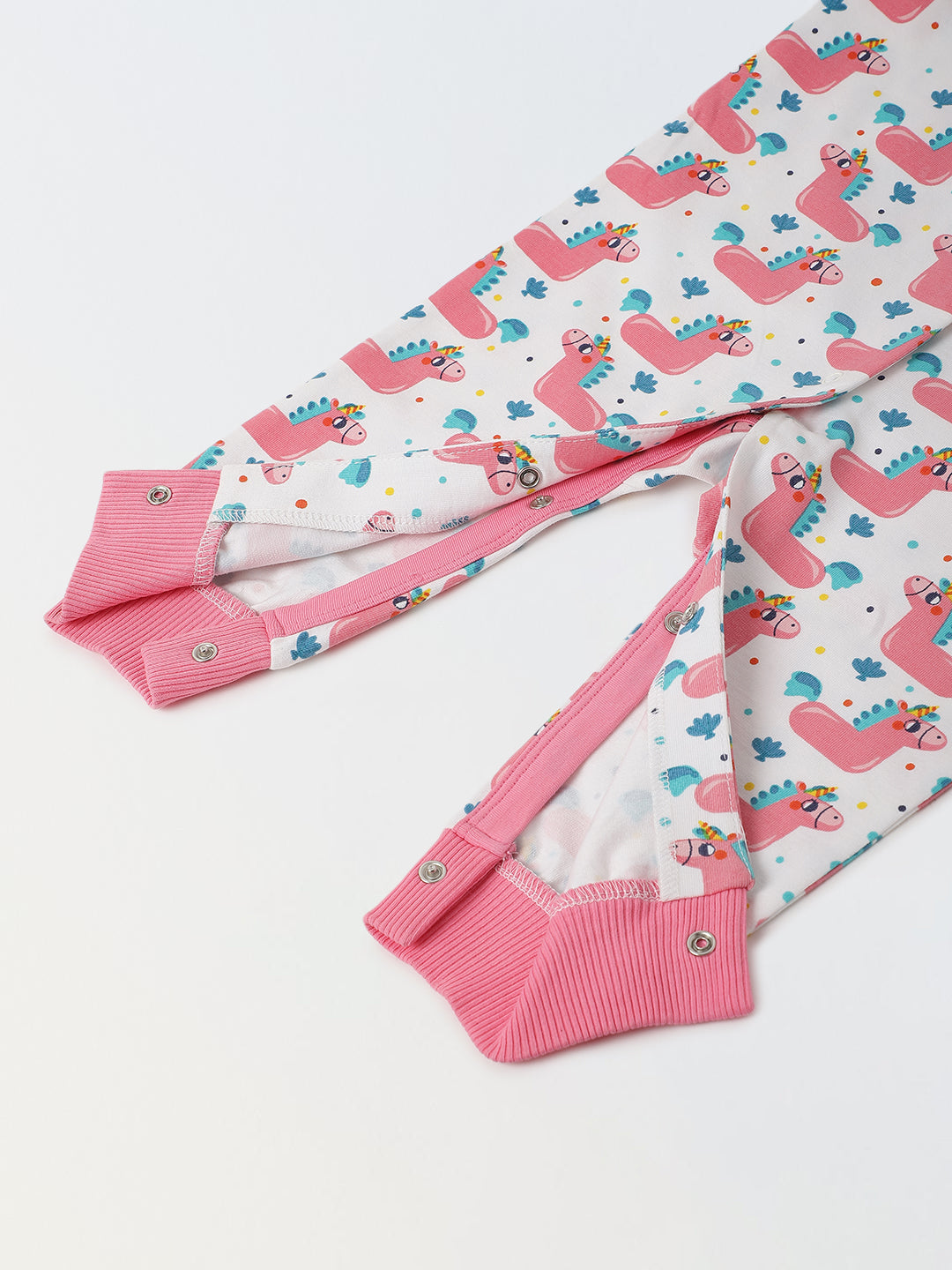 Infant Cotton White Full Sleeve Printed Romper