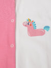 Infant Cotton White and Pink  Full Sleeve Printed Romper