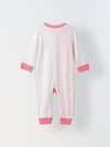 Infant Cotton White and Pink  Full Sleeve Printed Romper