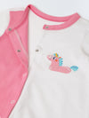 Infant Cotton White and Pink  Full Sleeve Printed Romper