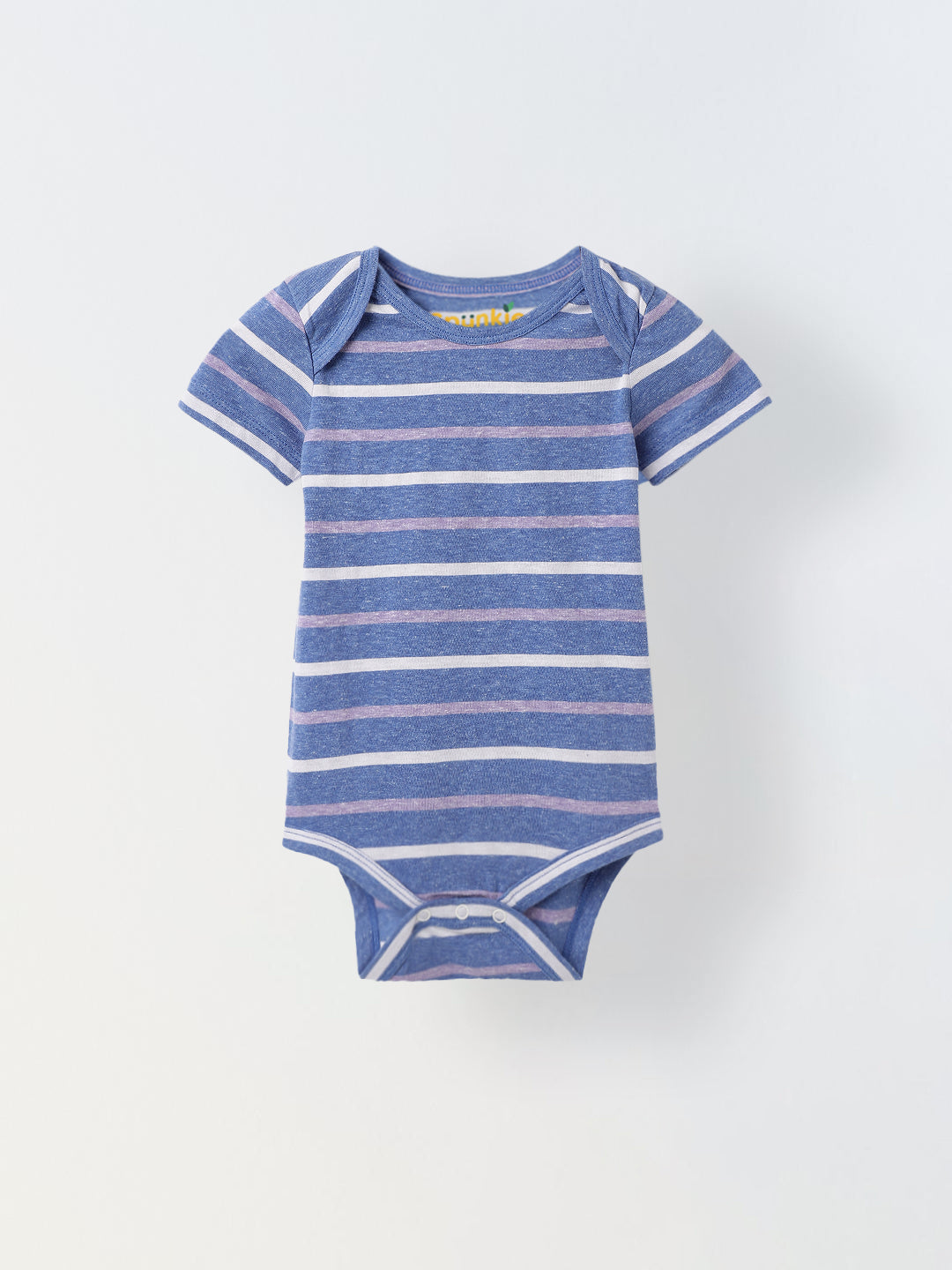 Infant Blue Stripe Cotton Round Neck Romper