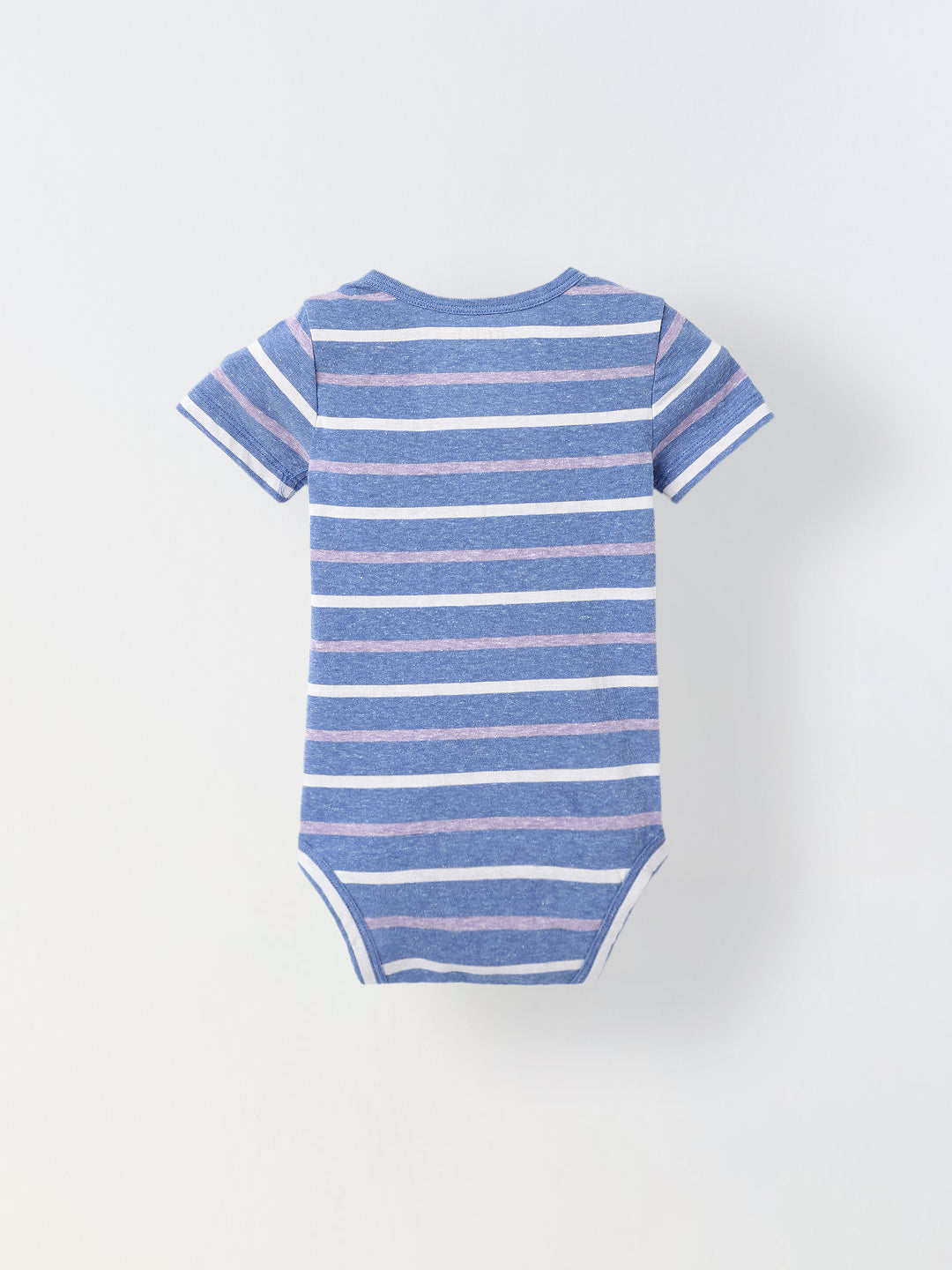 Infant Blue Stripe Cotton Round Neck Romper