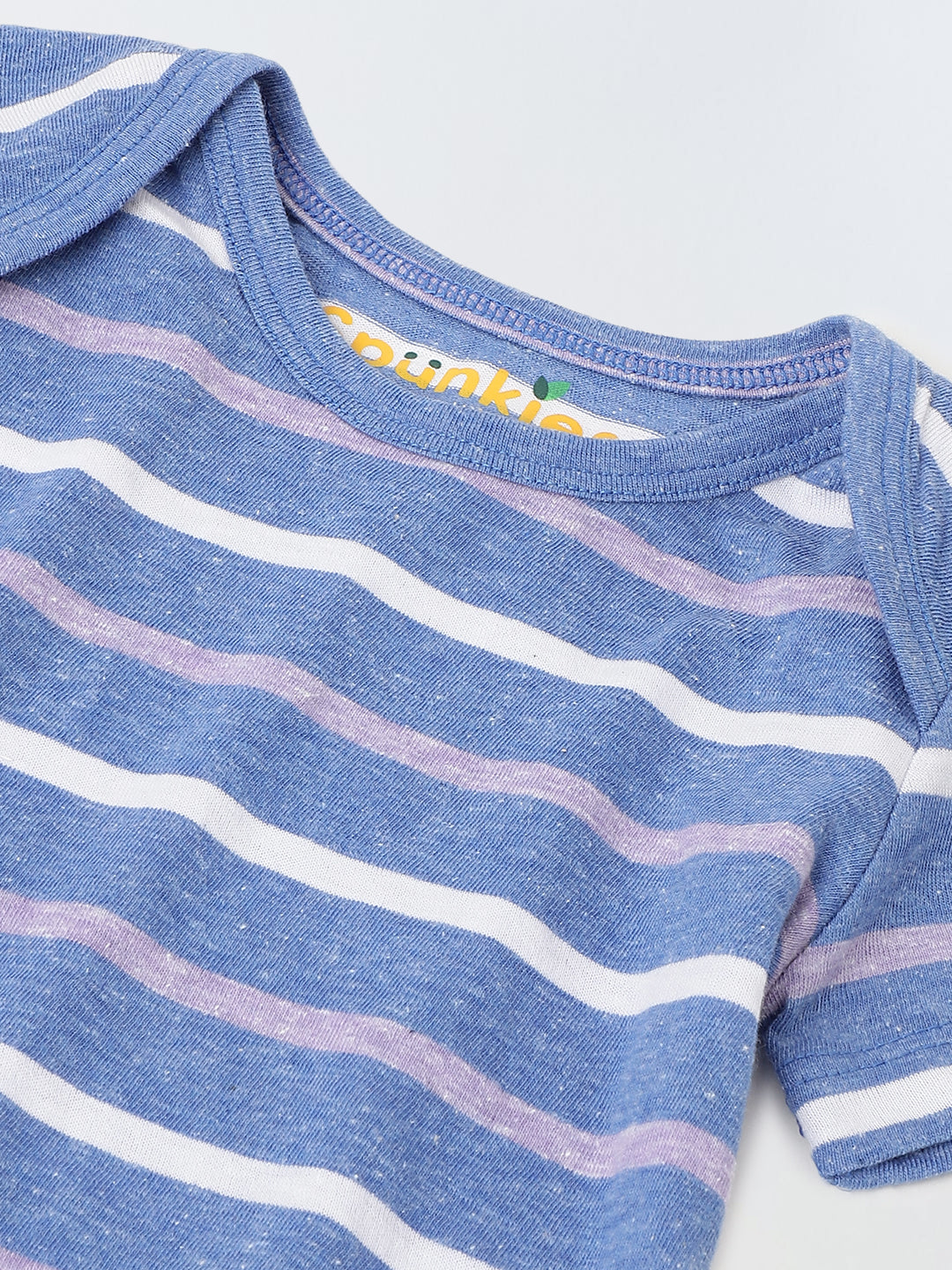 Infant Blue Stripe Cotton Round Neck Romper