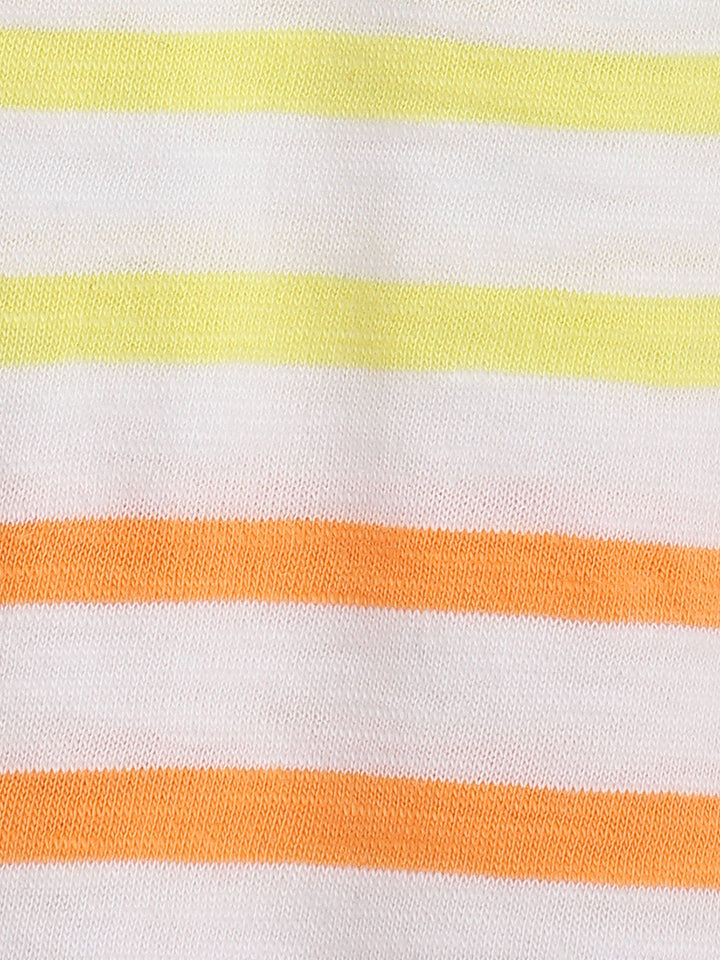Infant Multicolour Stripe Cotton Round Neck Romper