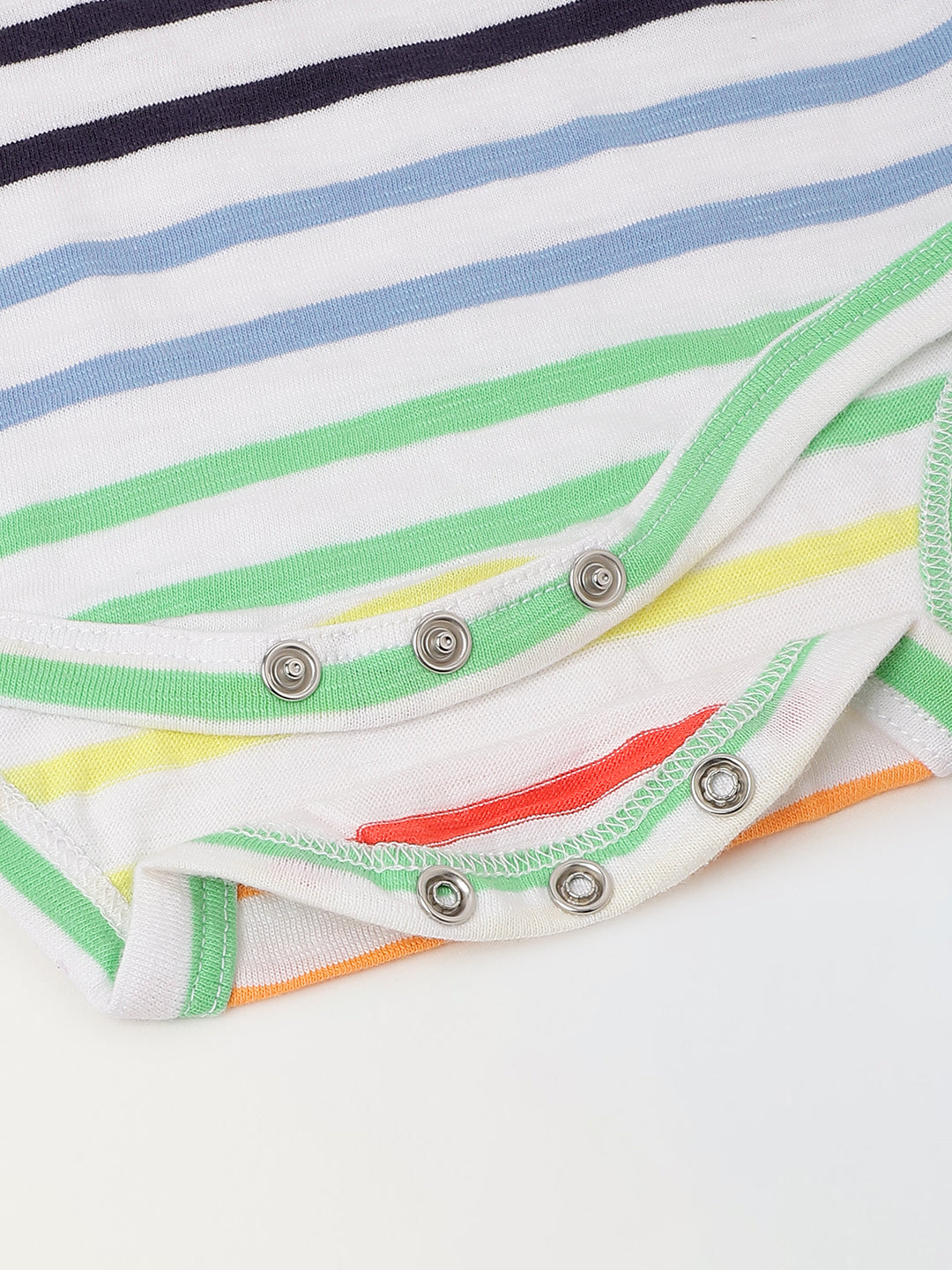 Infant Multicolour Stripe Cotton Round Neck Romper