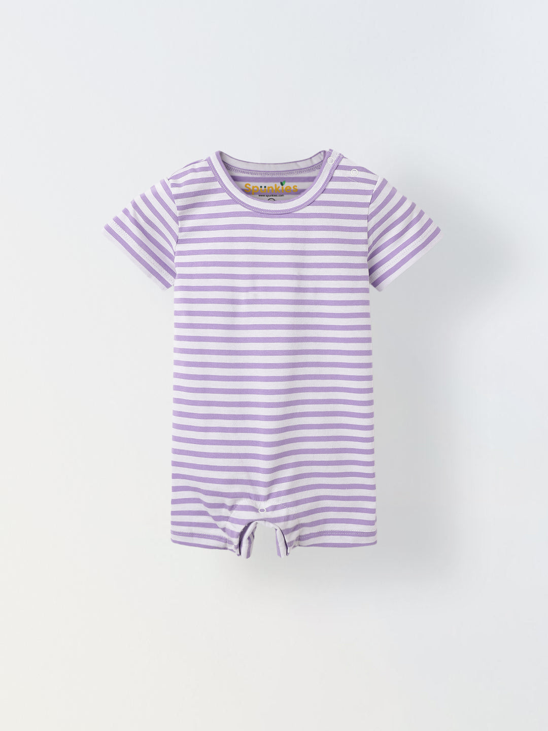 Infant White Stripe Cotton Round Neck Romper